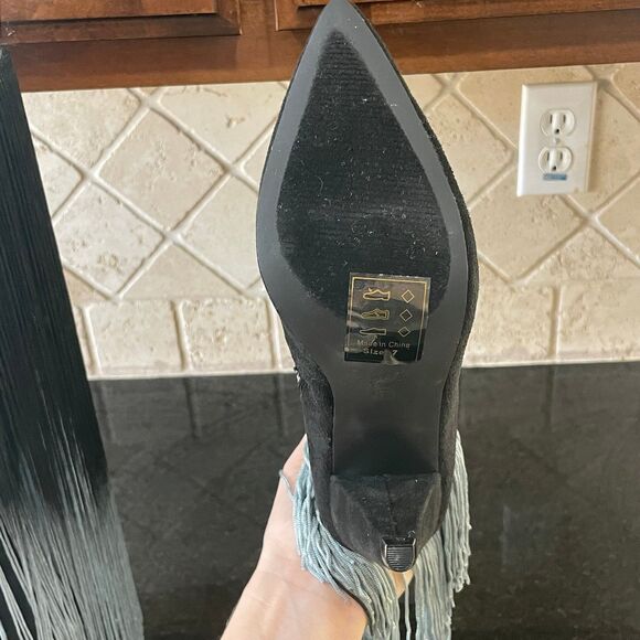 Size 7 Ombre String Pointy Toe Knee High Heeled Boots women’s - Picture 5 of 7